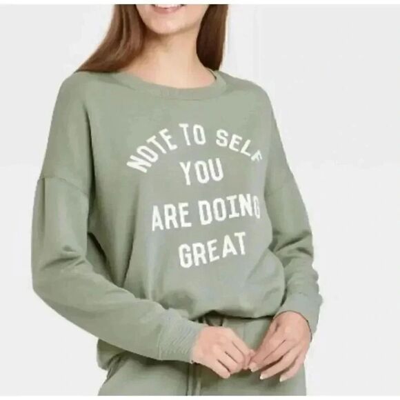 Zoe + Liv Women's Note to Self Graphic Soft Cozy Athleisure Long Sleeves SZ L - Picture 1 of 11